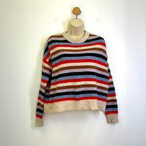 Madewell - James Colorful Striped Long Sleeve Crewneck Sweater Size Small